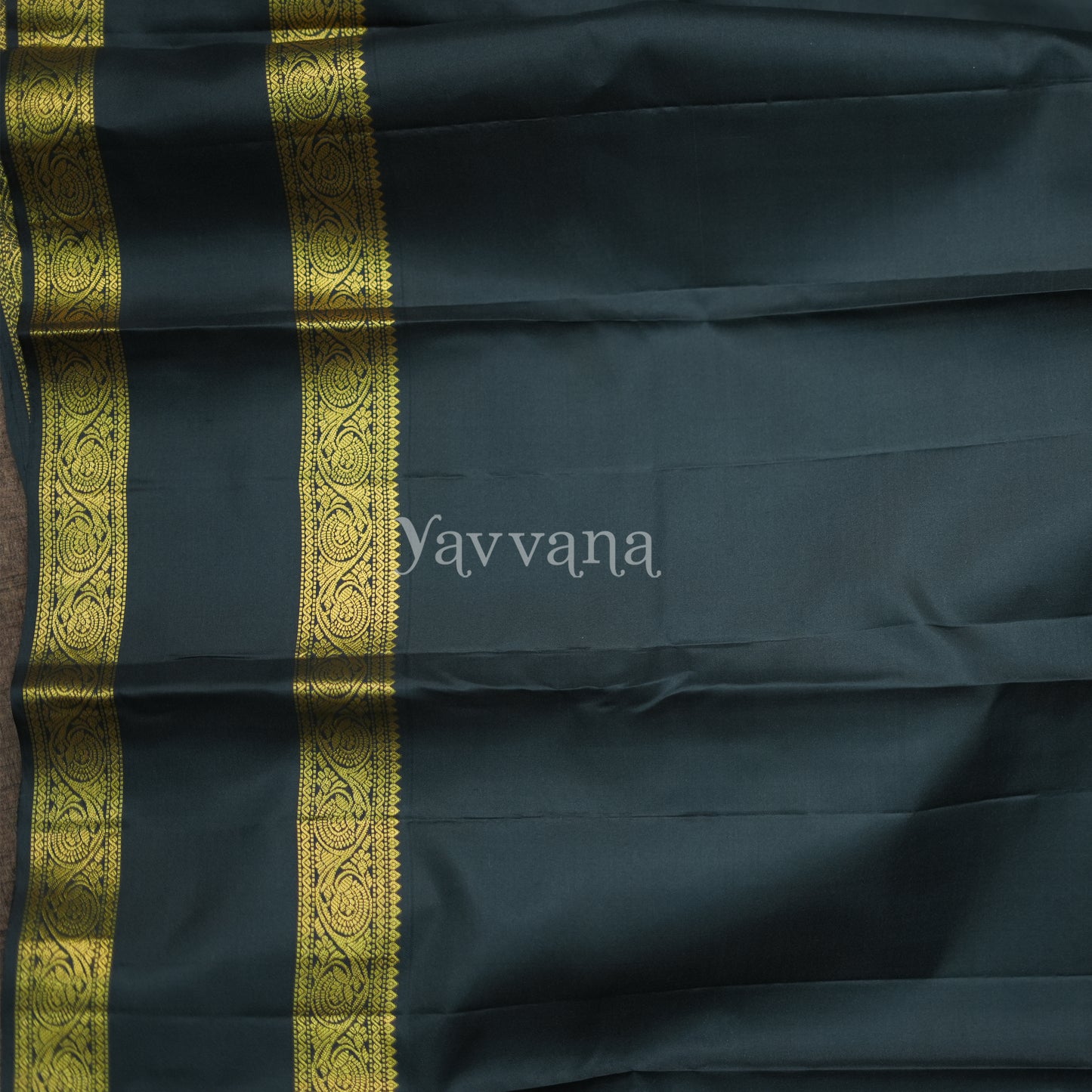 Black and Yellow Checkered Silk Saree with Gold Border