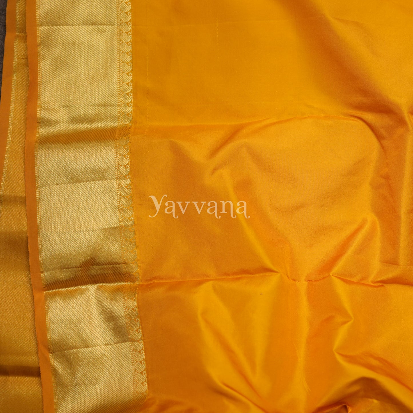 Textured Yellow Silk Saree with Gold Zari Border
