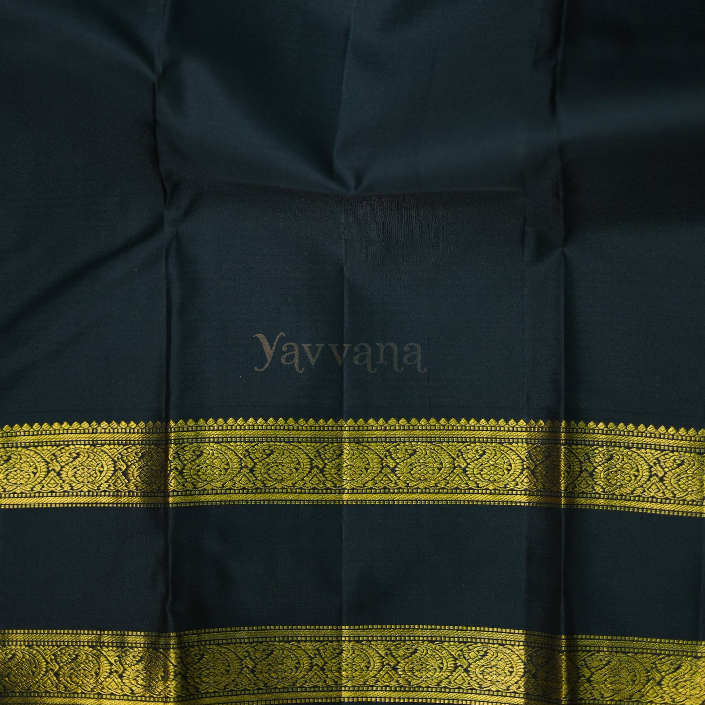 Green Checkered Silk Saree with Classic Black Zari Border - Vibrance