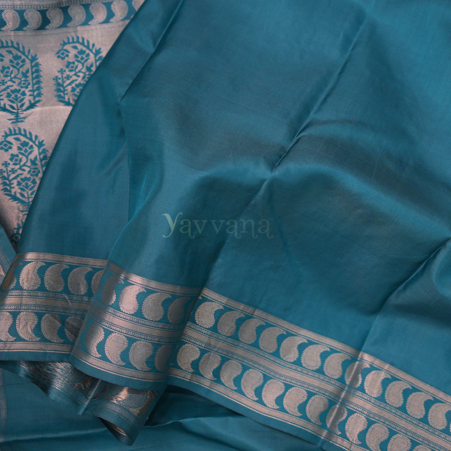Serene Teal Elegance Silk Saree