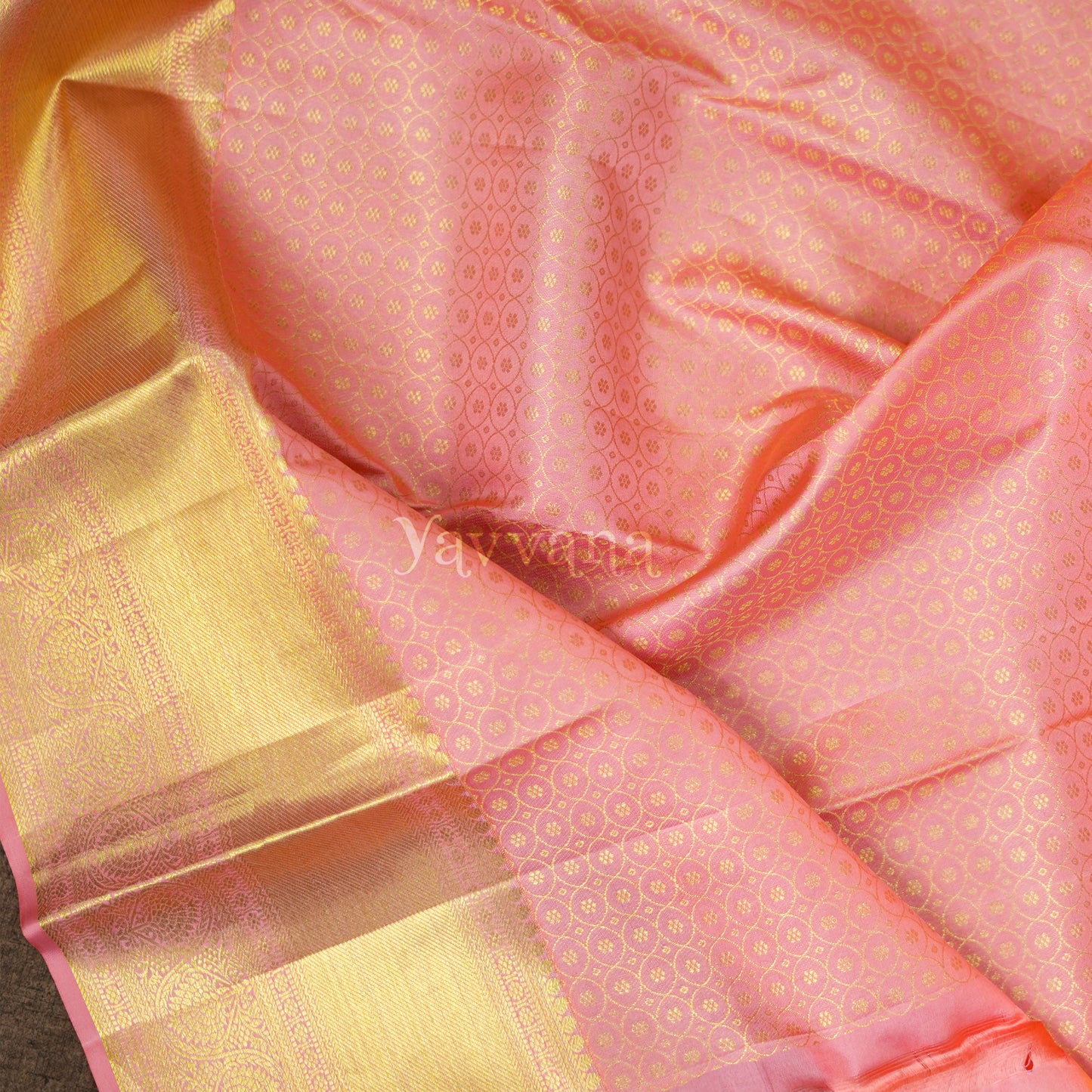 Mustard Yellow Lotus Motif Pure Silk Saree