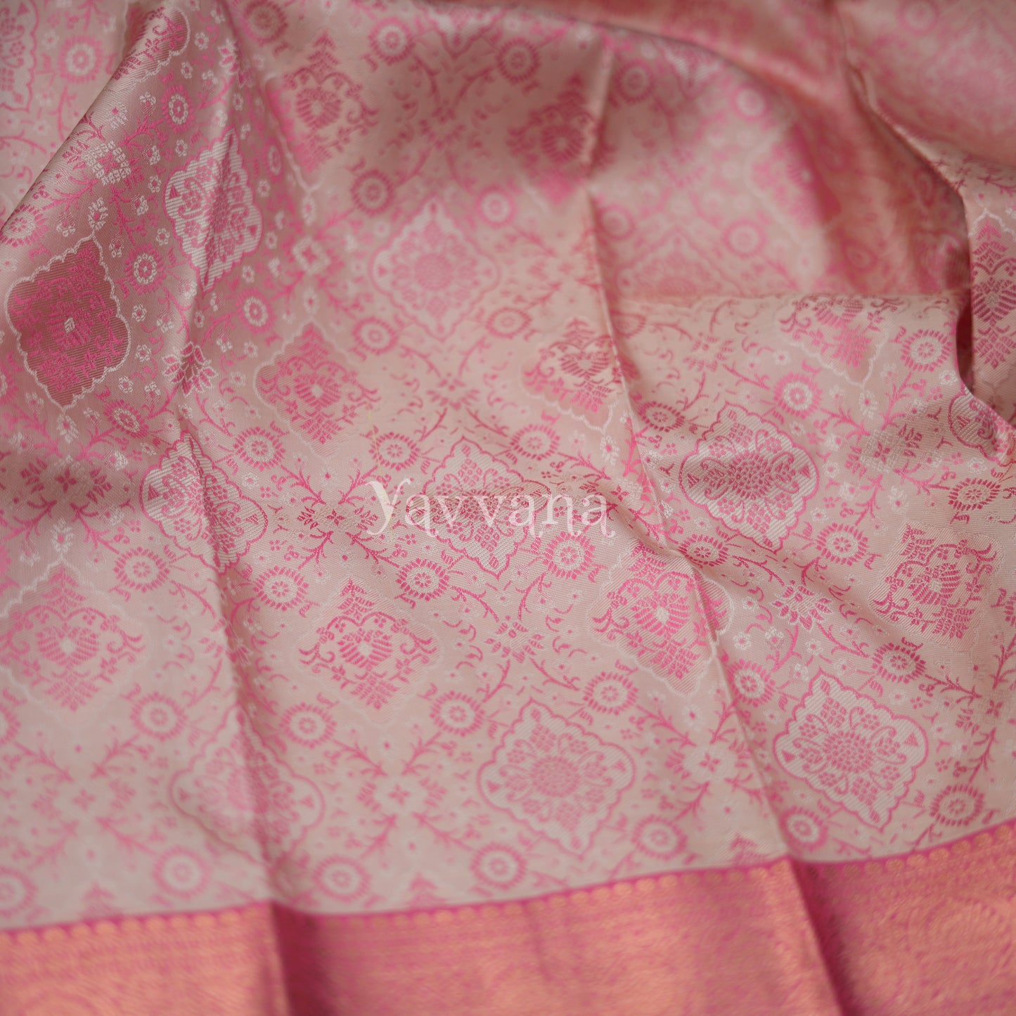 Soft Pink Silk Saree with Zari Border