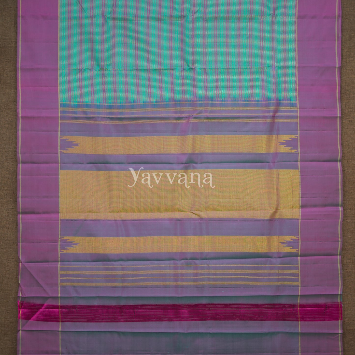 Charming Purple and Blue Striped Silk Saree
