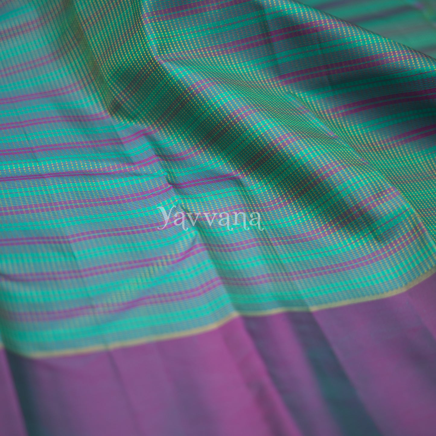 Charming Purple and Blue Striped Silk Saree