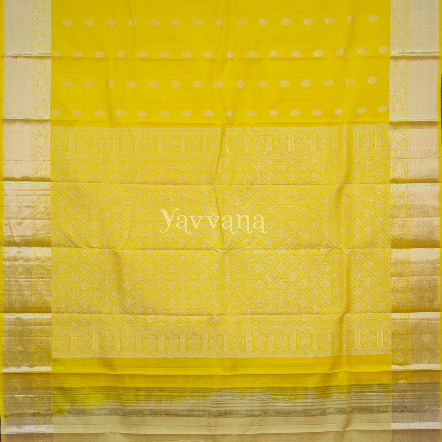 Vibrant Yellow Silk Saree with Silver Zari