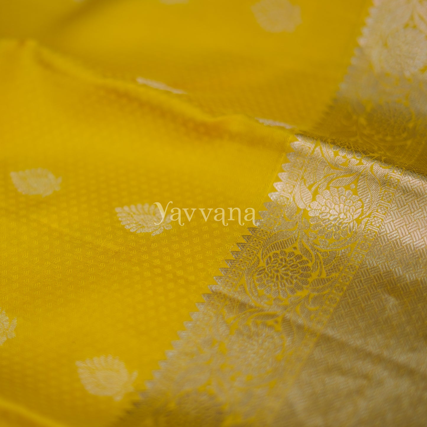 Vibrant Yellow Silk Saree with Silver Zari