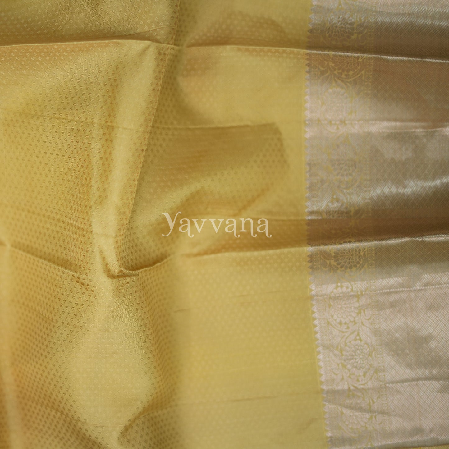 Vibrant Yellow Silk Saree with Silver Zari