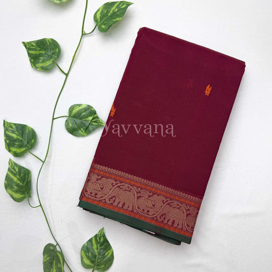 Rich Maroon Pure Cotton Saree