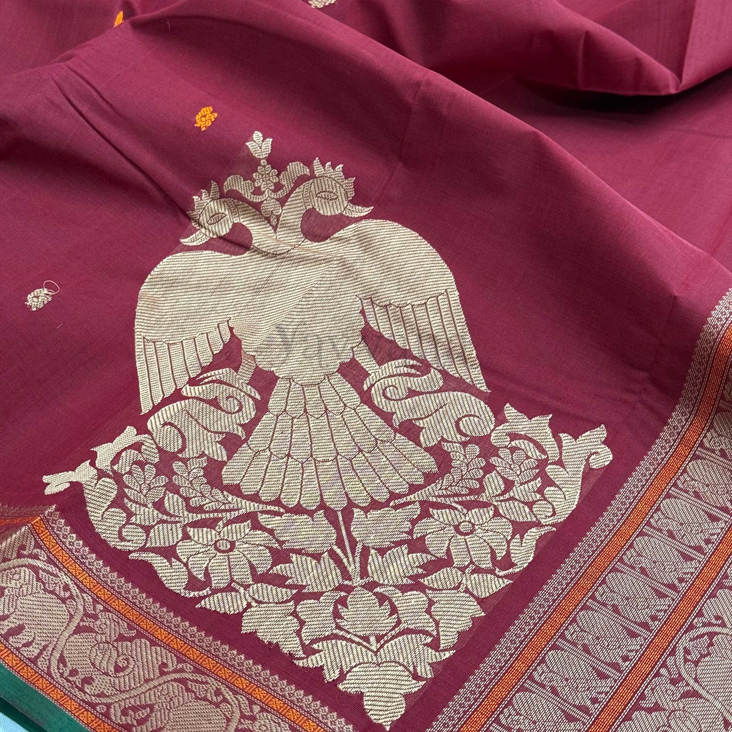 Rich Maroon Pure Cotton Saree