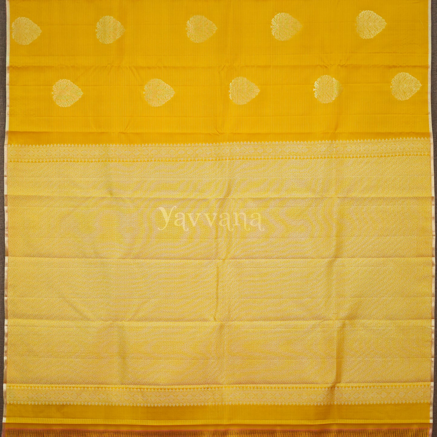 Lustrous Golden Yellow Silk Saree with Butta