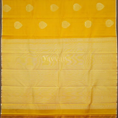 Lustrous Golden Yellow Silk Saree with Butta