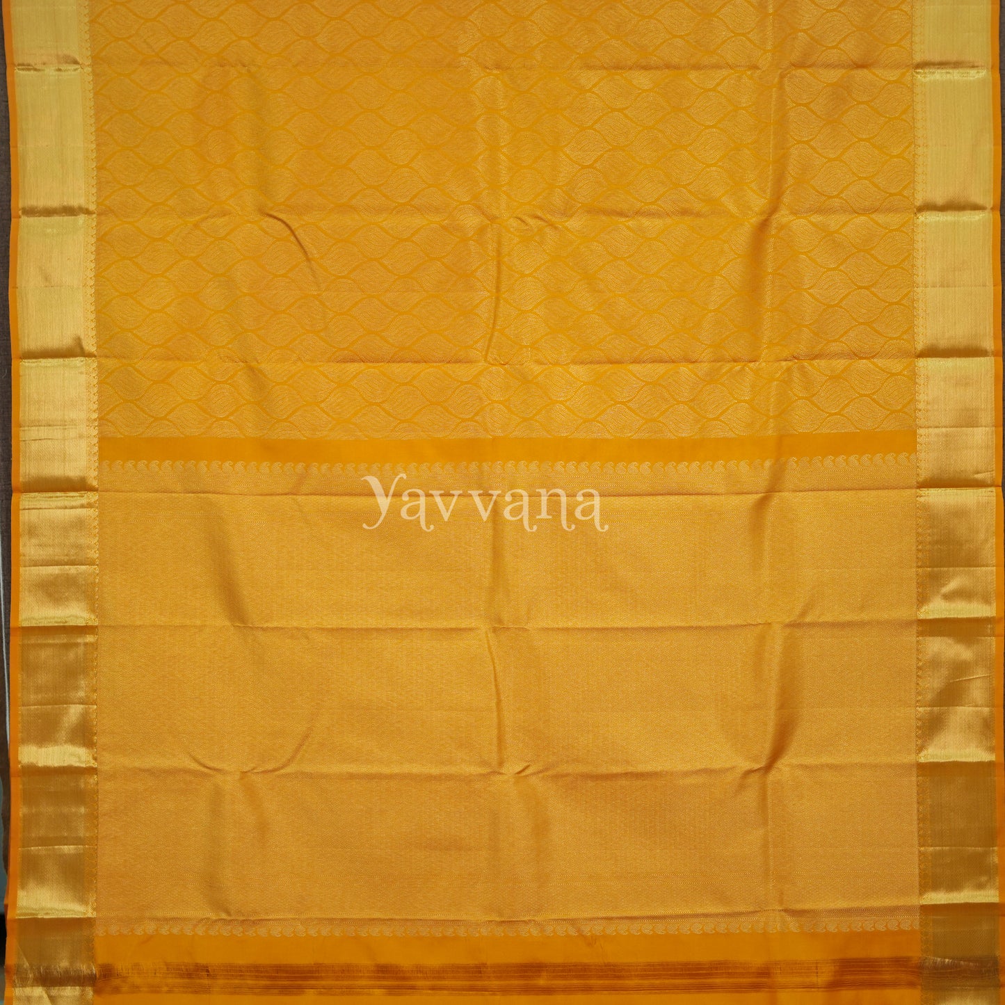 Textured Yellow Silk Saree with Gold Zari Border