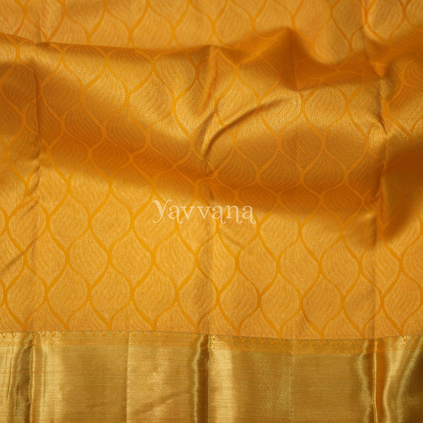 Textured Yellow Silk Saree with Gold Zari Border