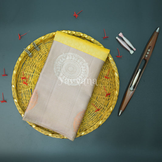 Yellow with Pastel Grey Silk Saree