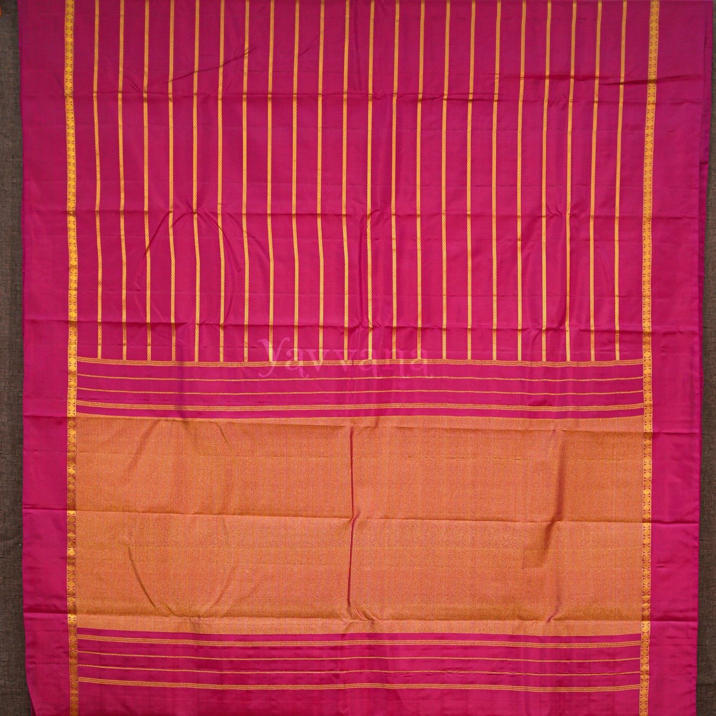 Maroon Silk Saree with Gold Zari Stripes – A Statement of Grace