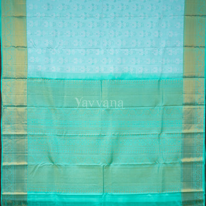 Turquoise Blue Silk Saree with Gold Zari Border