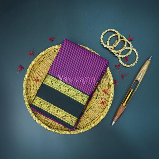 Purple Checkered Silk Saree
