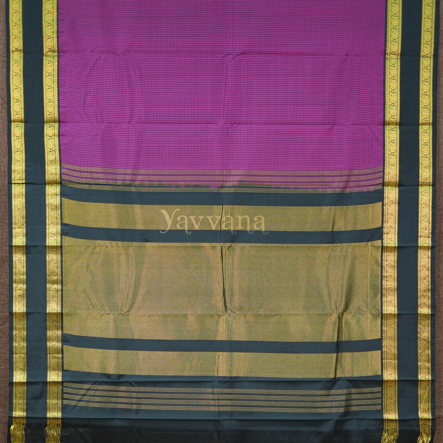 Purple Checkered Silk Saree