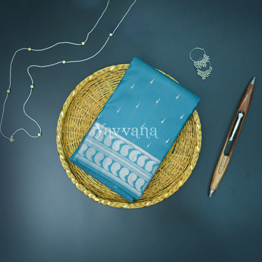 Serene Teal Elegance Silk Saree