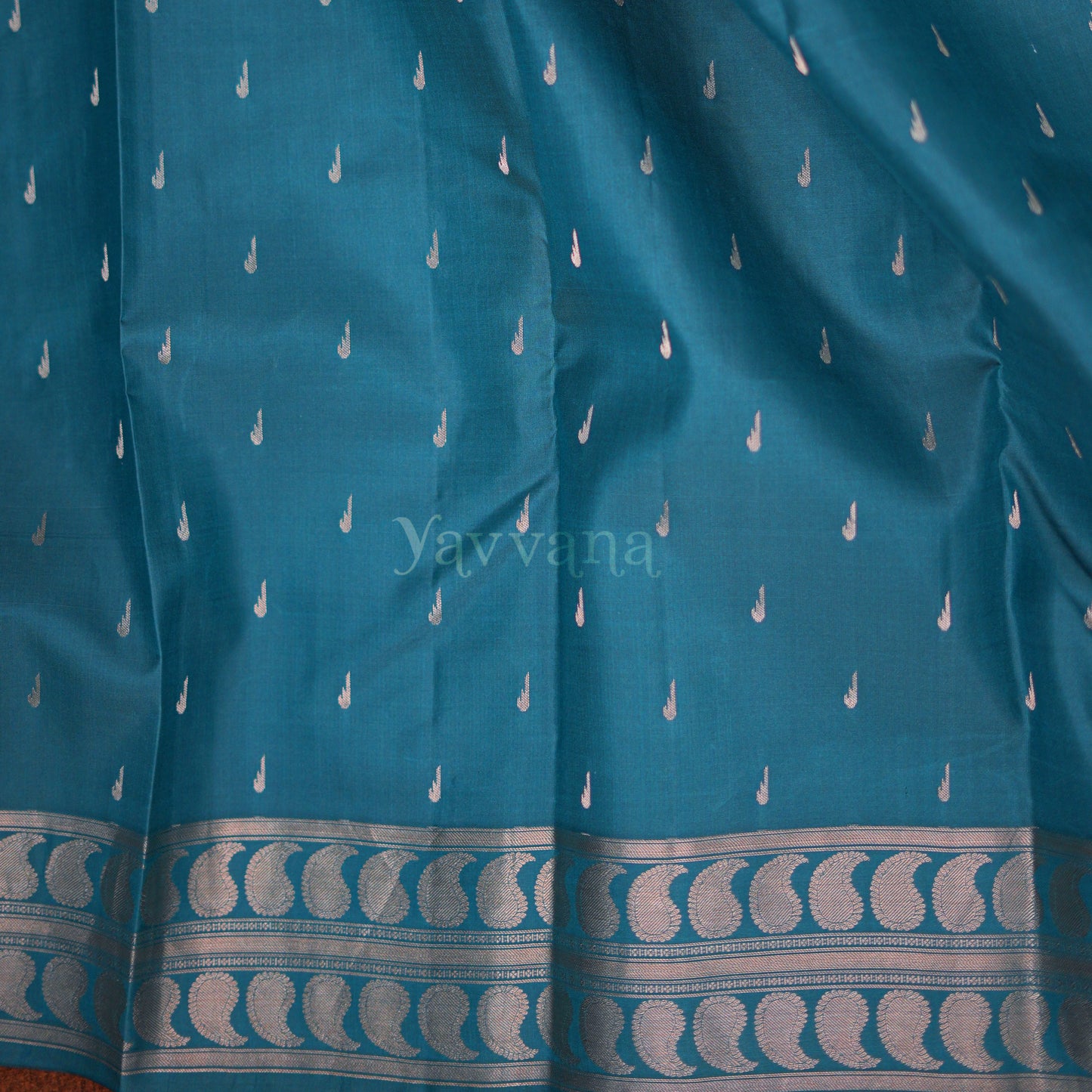 Serene Teal Elegance Silk Saree