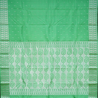Graceful Green Silk Saree in Silver Zari Accents