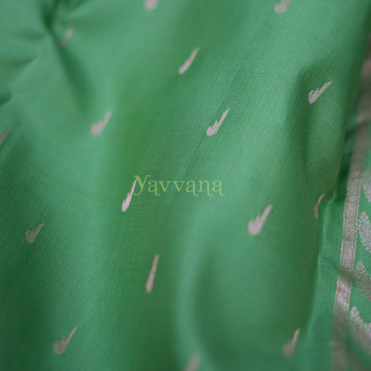 Graceful Green Silk Saree in Silver Zari Accents
