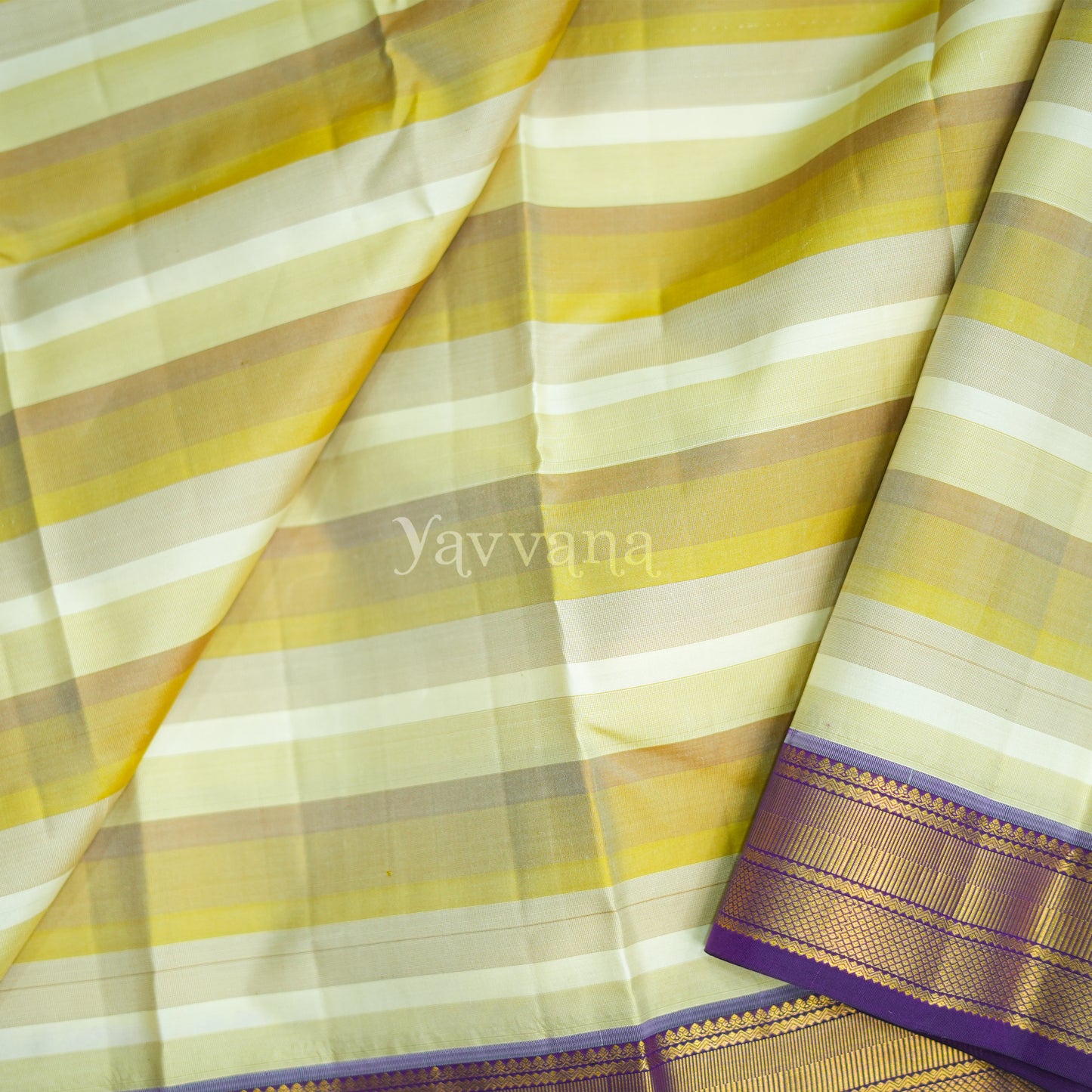 Hues of beige Silk saree with Violet Border