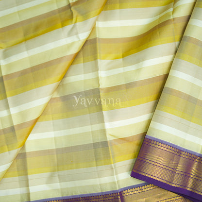 Hues of beige Silk saree with Violet Border