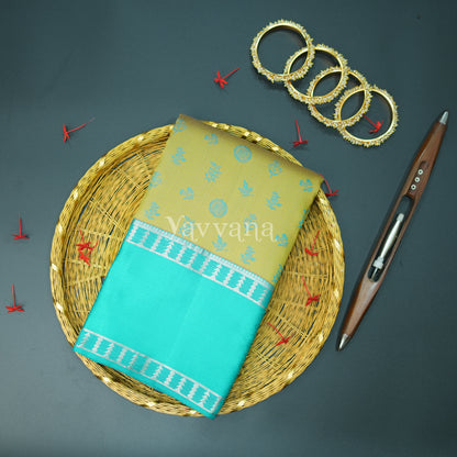 Gold and Turquoise Silk Saree - Timeless Elegance