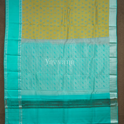 Gold and Turquoise Silk Saree - Timeless Elegance