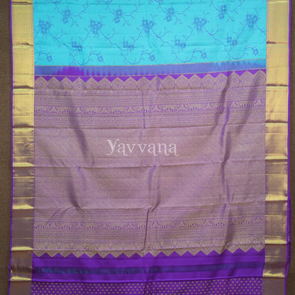 Floral Symphony silk saree in Sky Blue