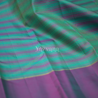 Charming Purple and Blue Striped Silk Saree
