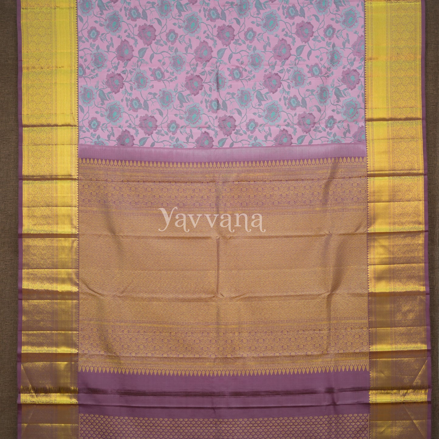 Majestic Lavender with Floral Brocade Silk Saree
