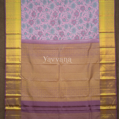 Majestic Lavender with Floral Brocade Silk Saree