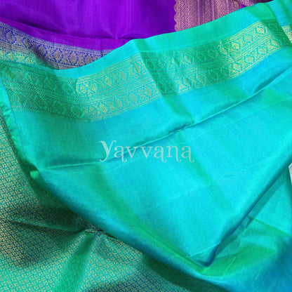 Royal Violet Silk Saree with Intricate Gold border