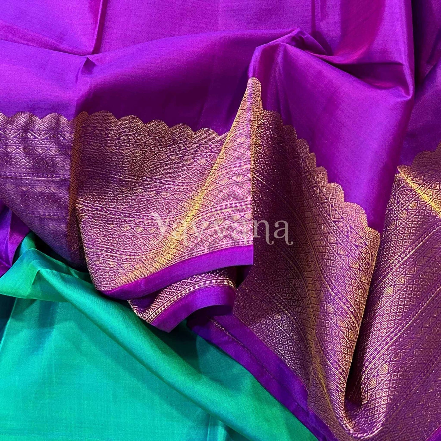 Royal Violet Silk Saree with Intricate Gold border