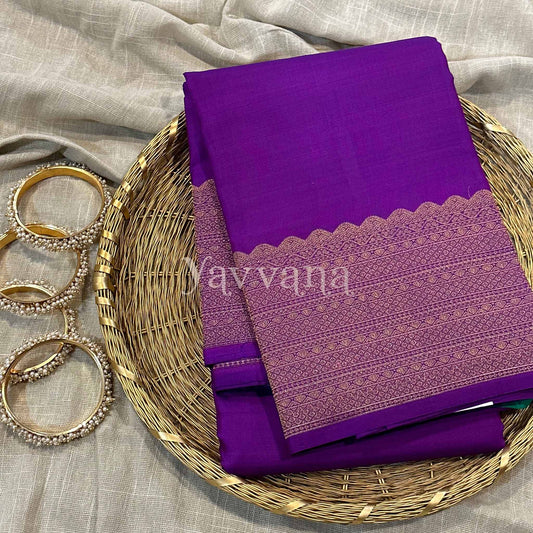 Royal Violet Silk Saree with Intricate Gold border