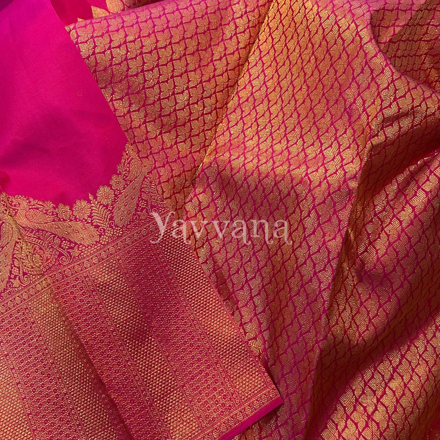 Regal Rani Pink Silk Saree with Grand Peacock Zari design