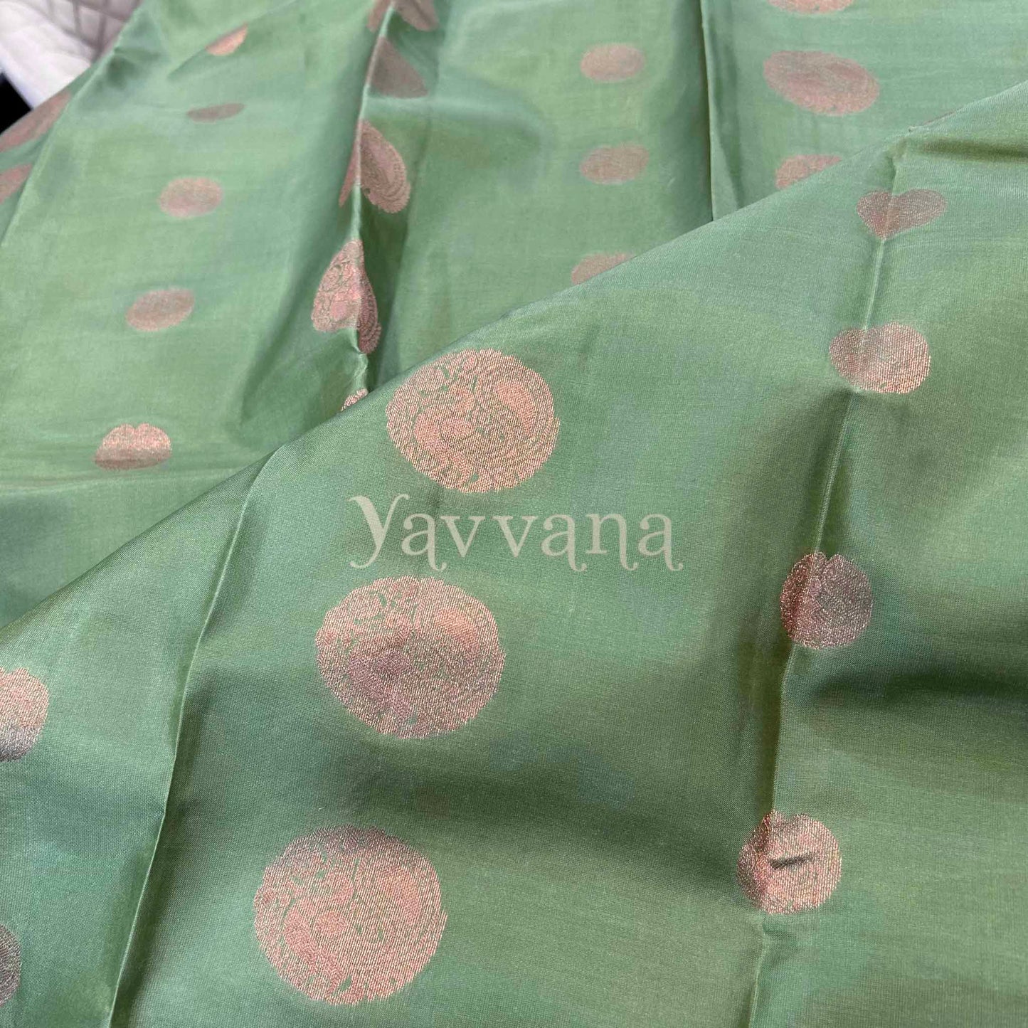 Olive Green Silk Saree with Zari work