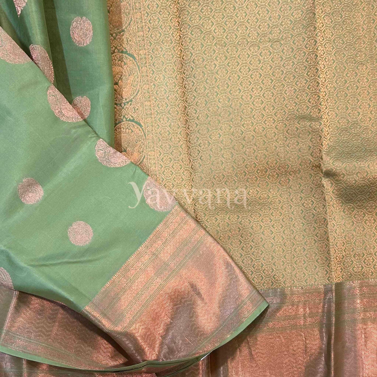 Olive Green Silk Saree with Zari work