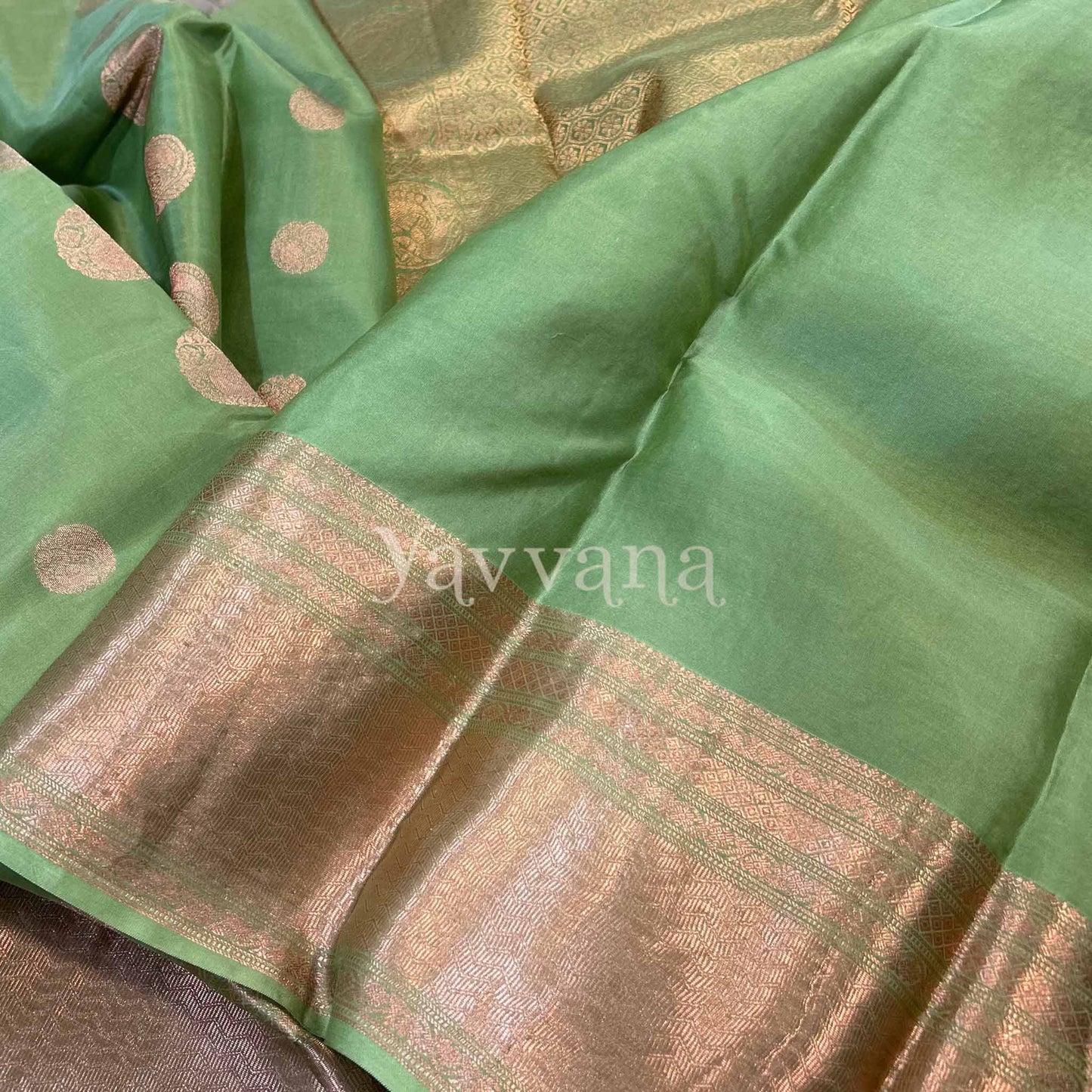 Olive Green Silk Saree with Zari work