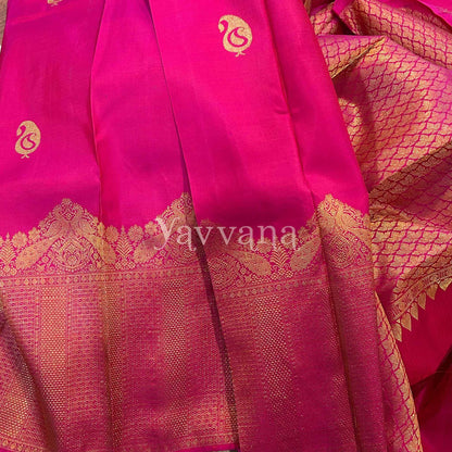 Regal Rani Pink Silk Saree with Grand Peacock Zari design